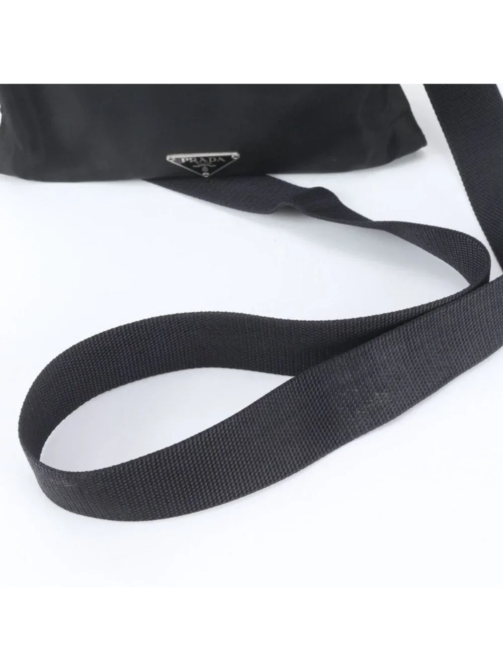 Prada Tessuto Nylon Triangle Logo Shoulder Bag Crossbody Messenger Black
